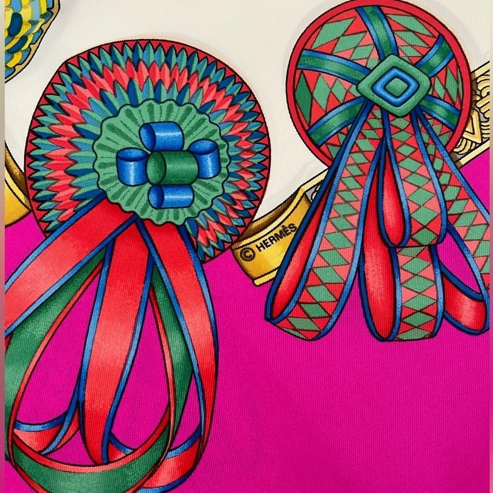 HERMES Les Rubans Du Cheval 100% Silk Scarf Joachim Metz 1988-93